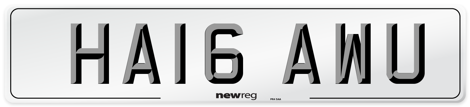 HA16 AWU Number Plate from New Reg